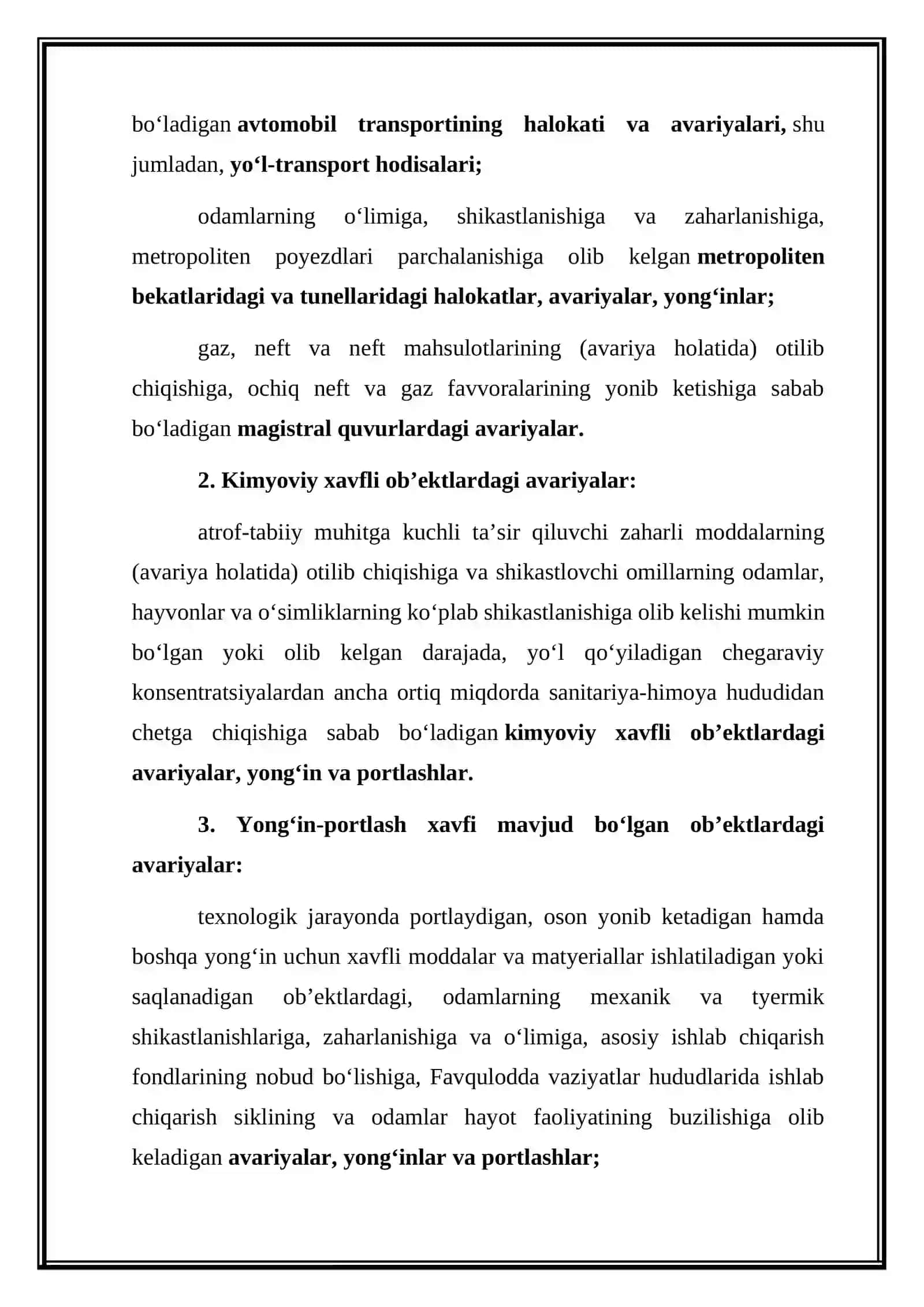 Texnogen, tabiiy va ekologik tusdagi favqulodda vaziyatlarning 3
