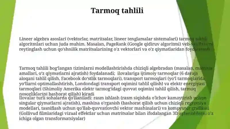 Chiziqli algebra va uning tadbiqlari 3