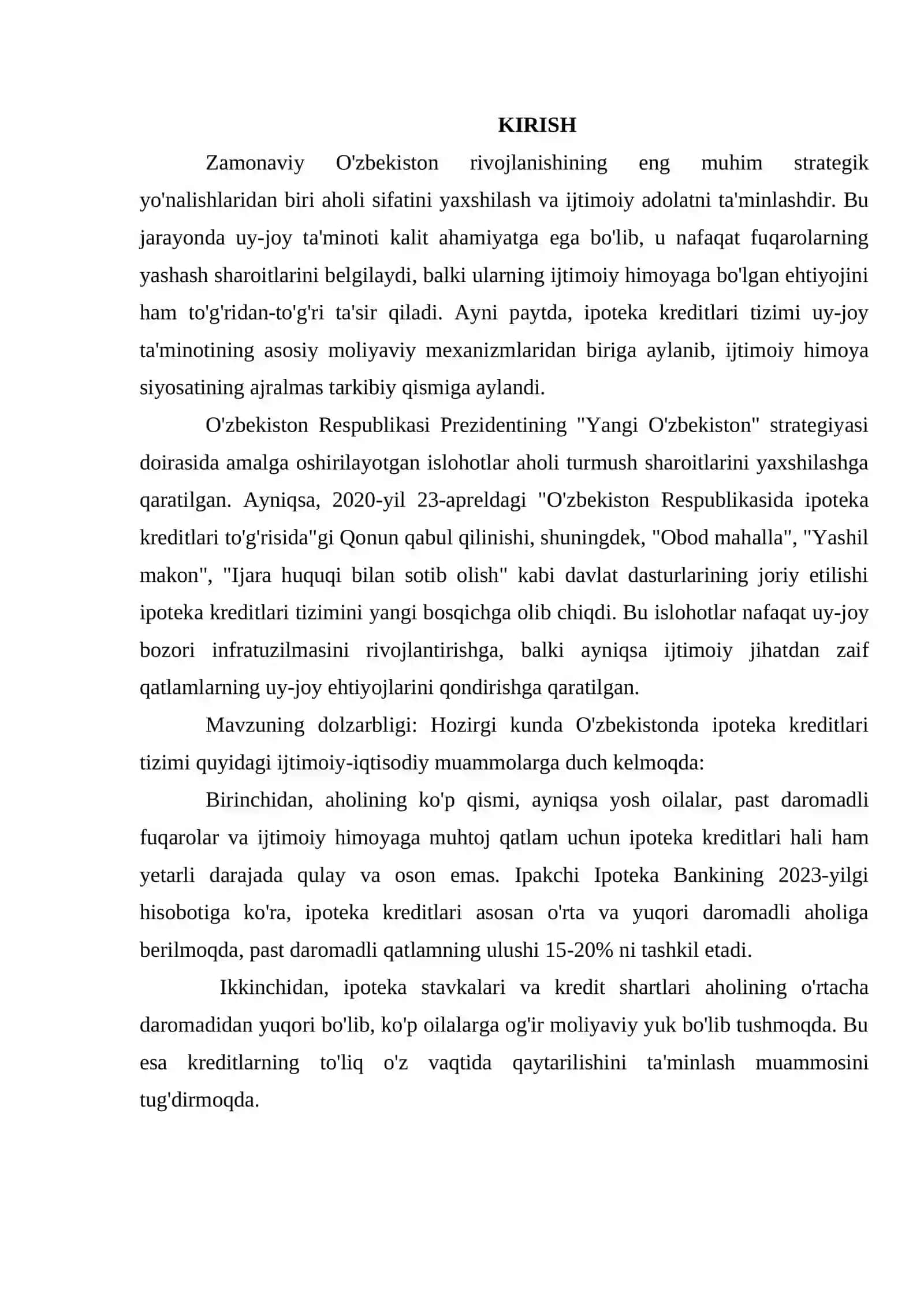 IPOTEKA KREDITLARINING AHOLINING IJTIMOIY HIMOYALASHDAGI ROLINI OSHIRISH MASALALARI 3