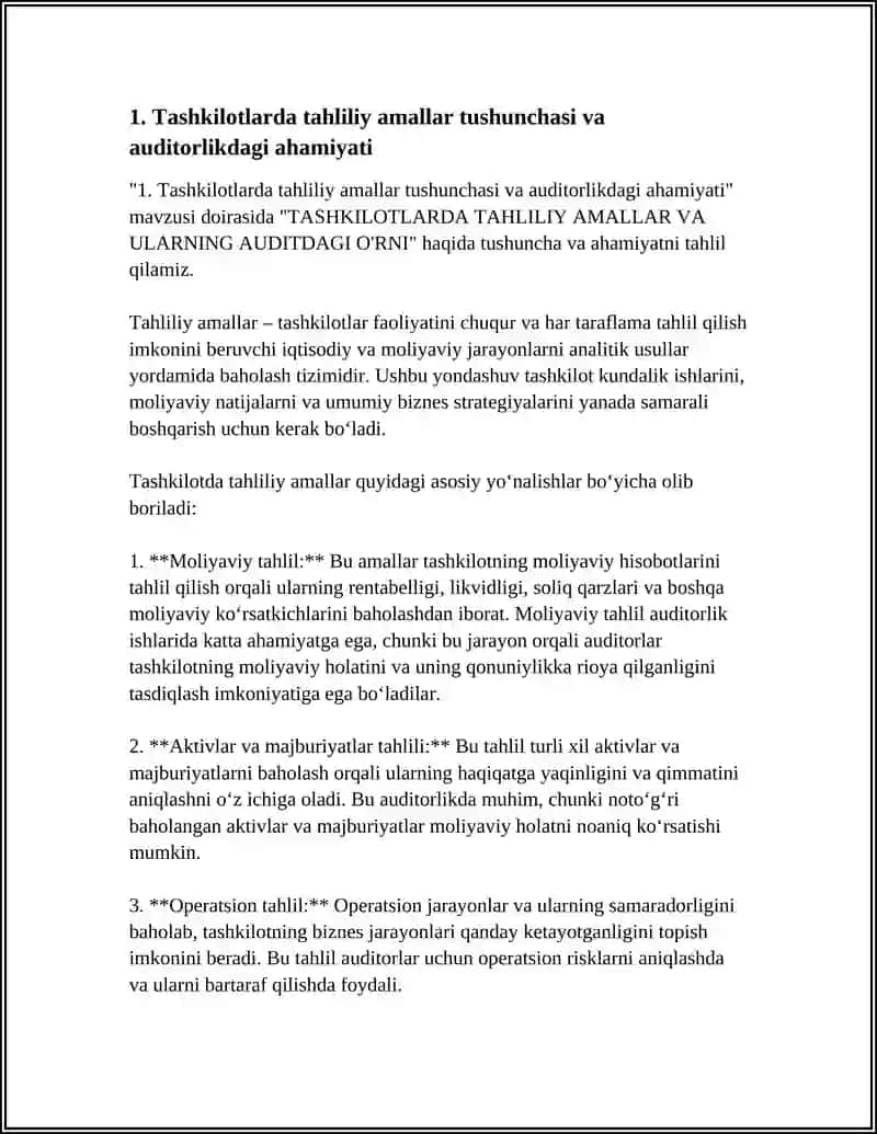 TASHKILOTLARDA TAHLILIY AMALLAR VA ULARNING AUDITDAGI O'RNI 3