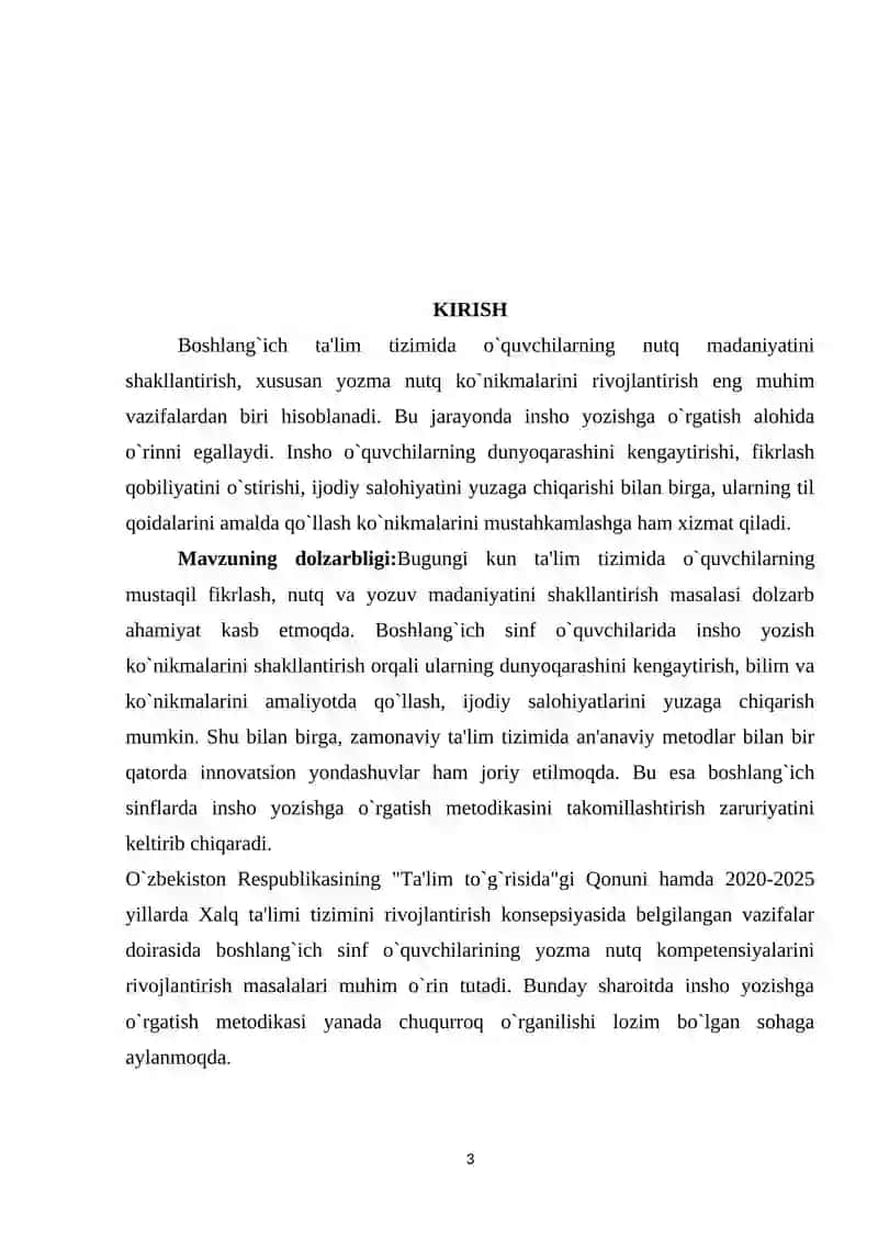 Boshlang`ich sinflarda insho yozishga o`rgatish kursi 3