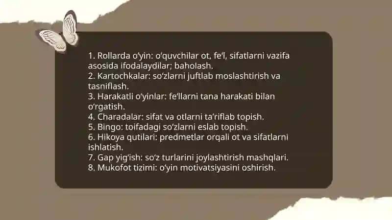 Boshlangʻich sinflarda soʻz turkumlarini oʻrganishda kreativ metod va usullar 3
