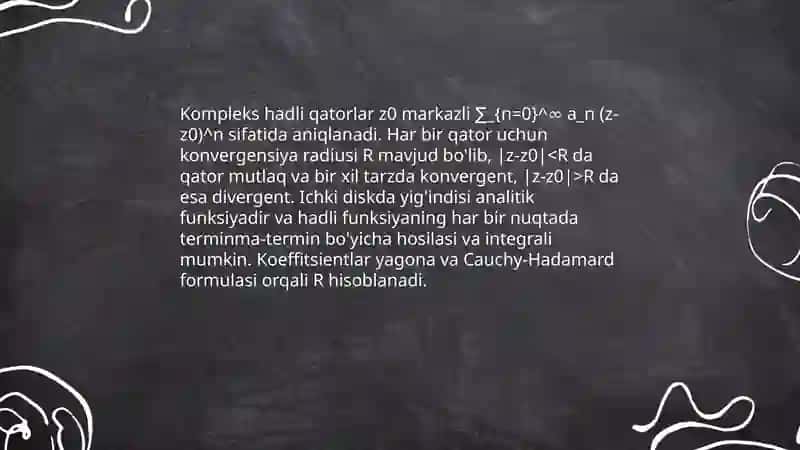 Kompleks hadli qatorlar 3
