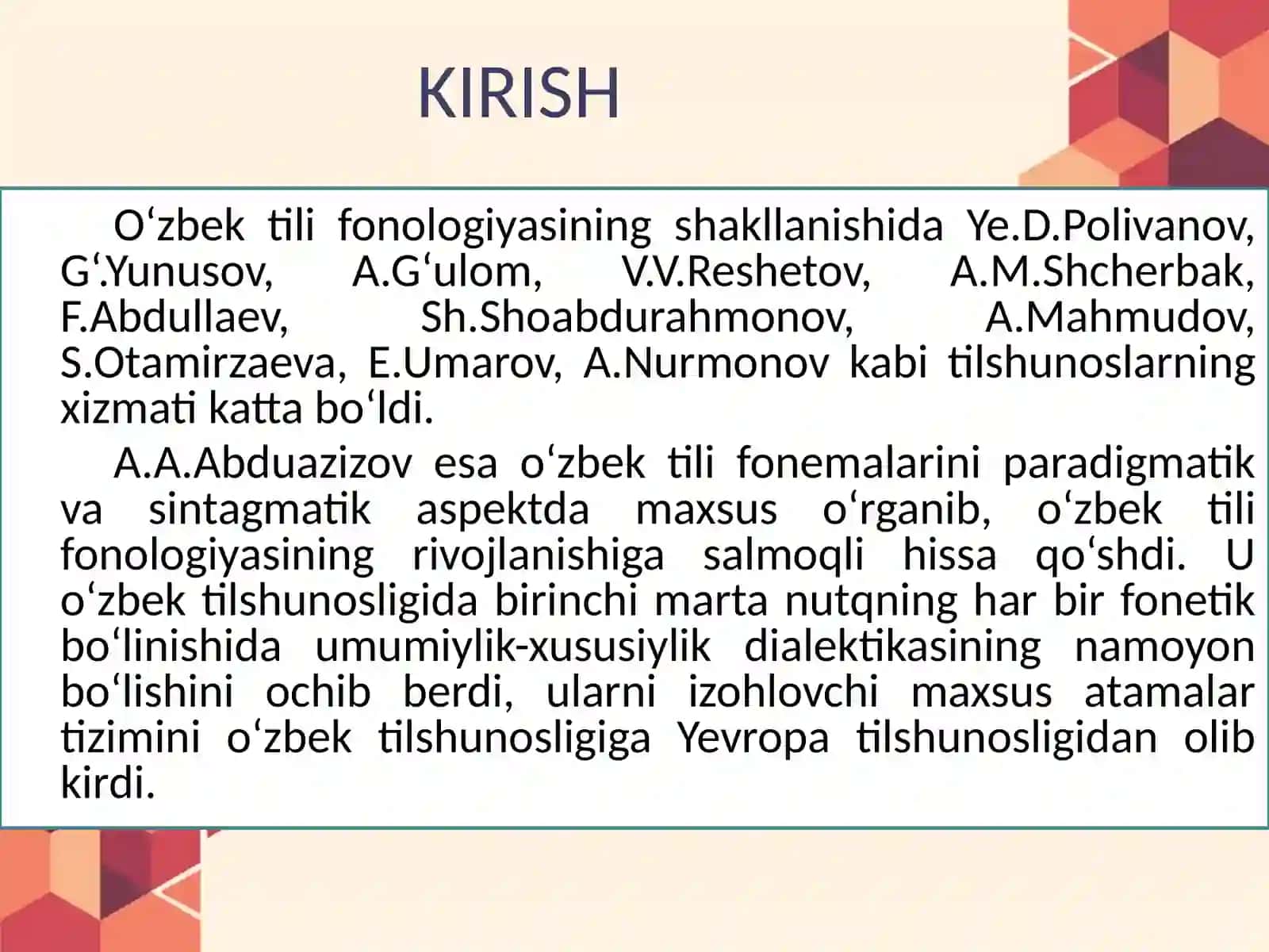 O‘ZBEK TILSHUNOSLIGIDA UNDOSH FONEMALAR TAVSIFI 3