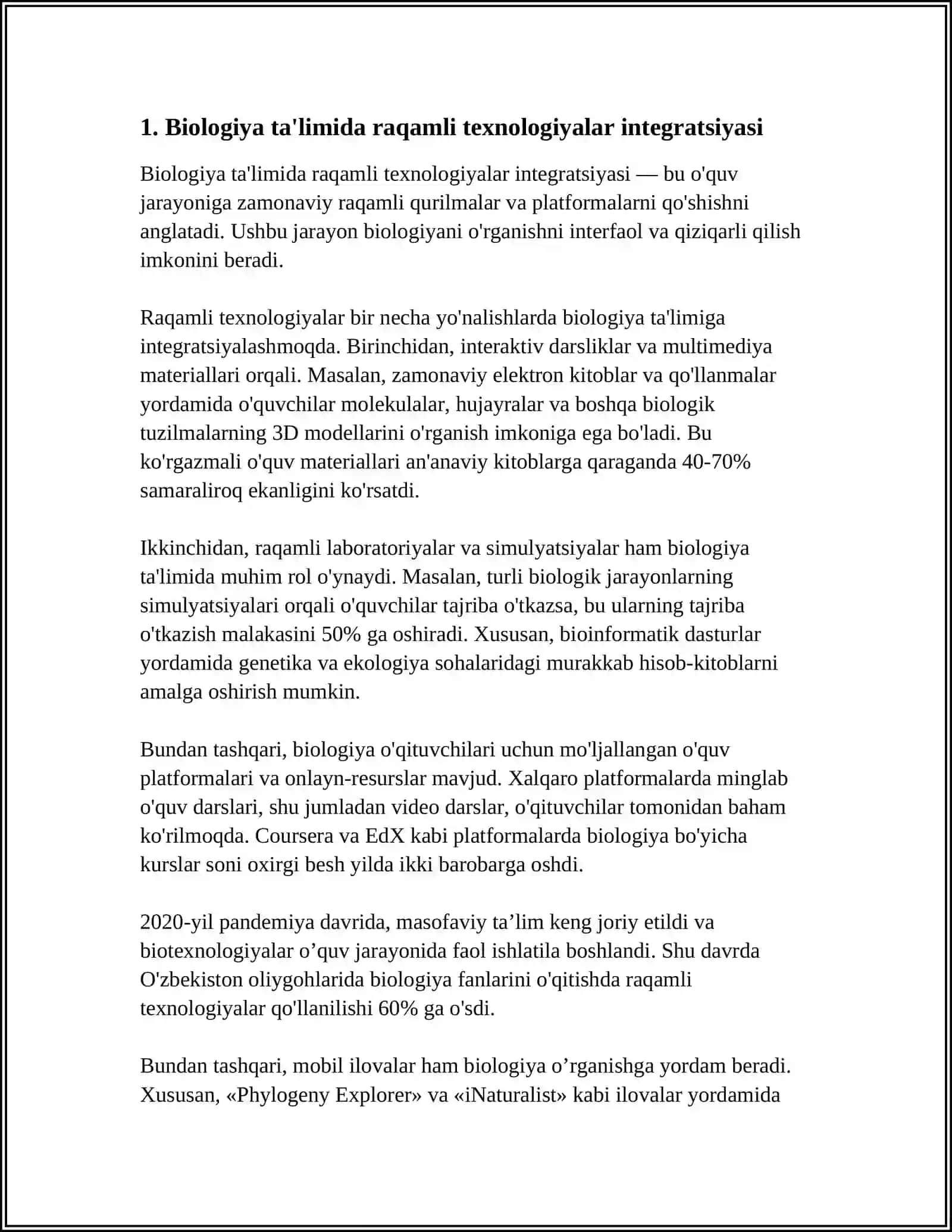 BIOLOGIYA OʻQITISHDA YANGI AXBOROT TEXNOLOGIYALARINI QOʻLLASH 3