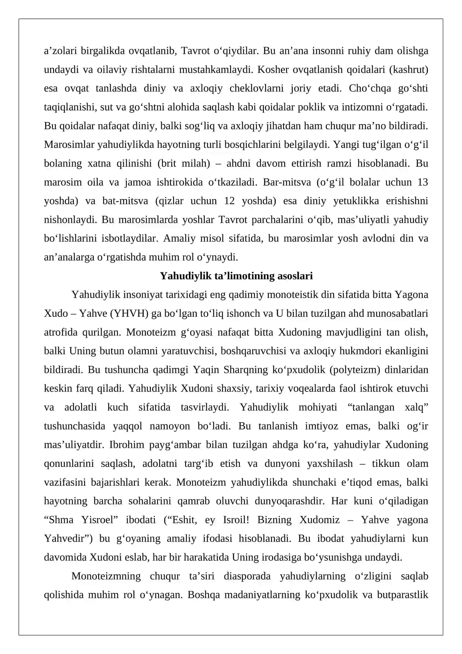 Yahudiylik ta’limoti, an’ana va marosimlari 3