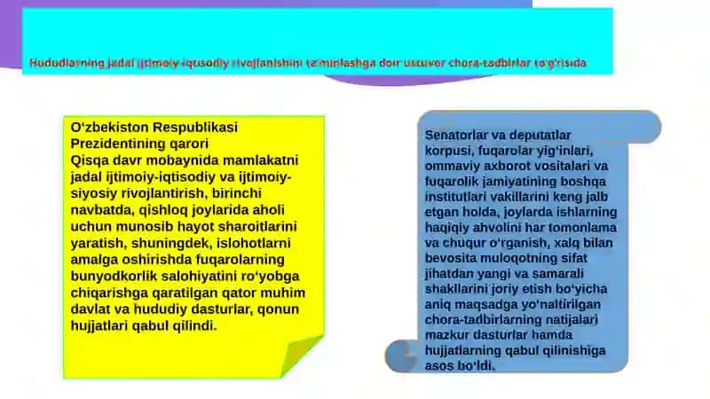 HUDUDLARNING JADAL IJTIMOIY-IQTISODIY RIVOJLANISHINI TA’MINLASHGA DOIR USTUVOR CHORA-TADBIRLAR TO‘G‘RISIDA 3