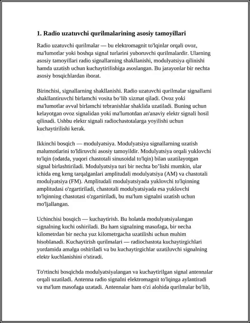 RADIO UZATUVCHI QURILMALAR. RADIO QABUL QILUVCHI QURILMALAR 3