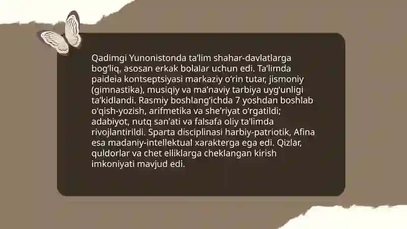 Qadimgi Yunoniston, Sparta va Afinada, Markaziy Osiyoda taʼlim va pedagogik fikrlar 3