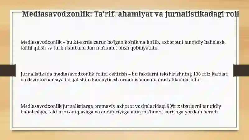 Mediasavodxonlik: Ta'rif, ahamiyat va jurnalistikadagi roli 3