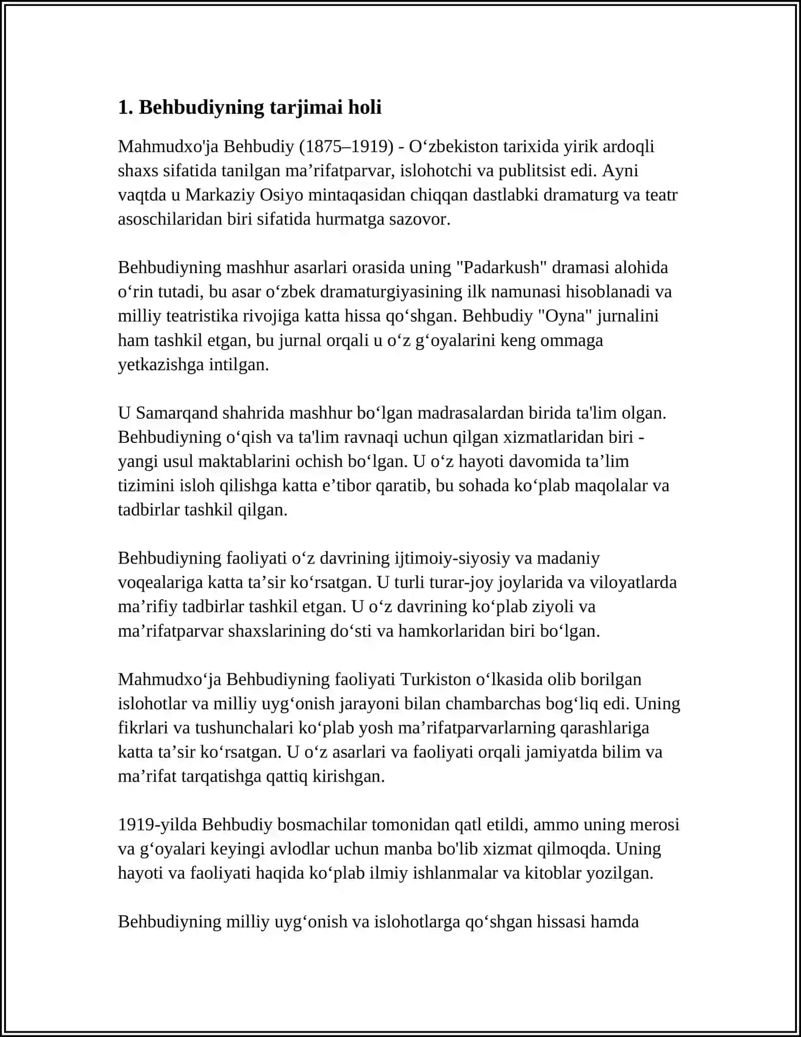 Behbudiyning Siyosiy va Ijtimoiy Qarashlari 3
