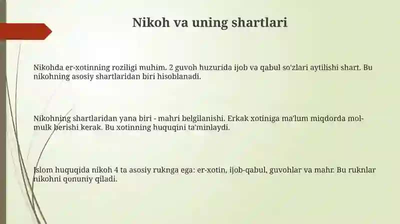 Nikoh va Talоq: Ta'riflar, Shartlar va Turlari 3