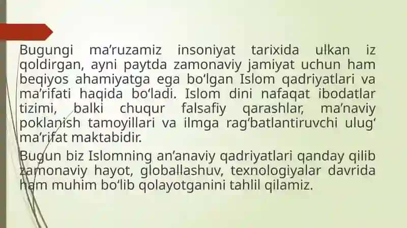 Islomqadriyatlarivama’rifatininghozirgidavrdagiahamiyati 3