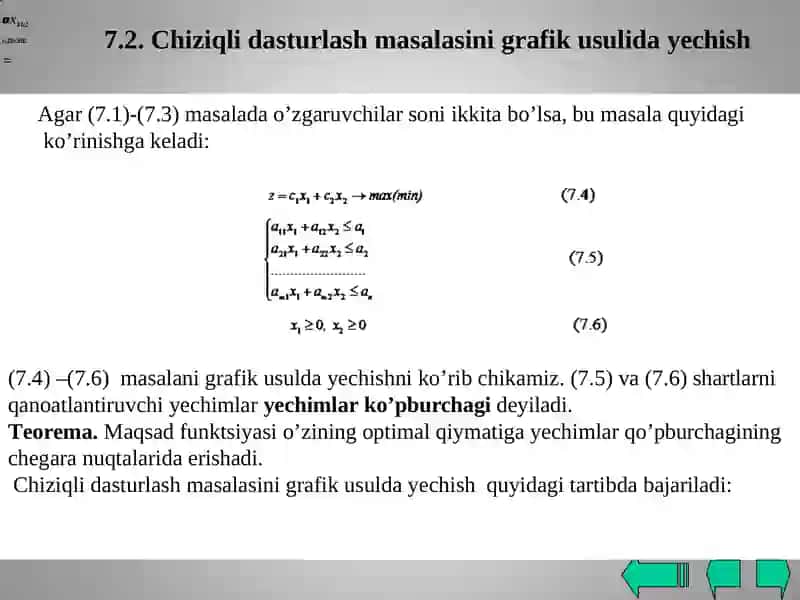 Chiziqli dasturlash masalalarini grafik usulida 3