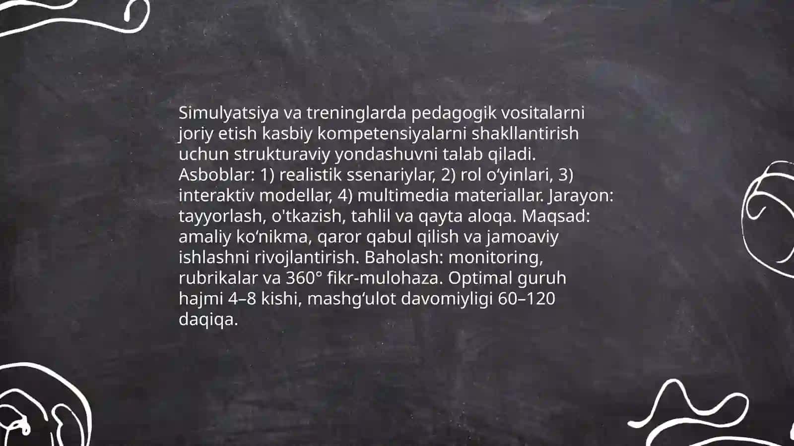 Simulyatsiya va treninglarda pedagogik vositalarni joriy etish kasbiy kompetensiyalarni shakllantirish 3