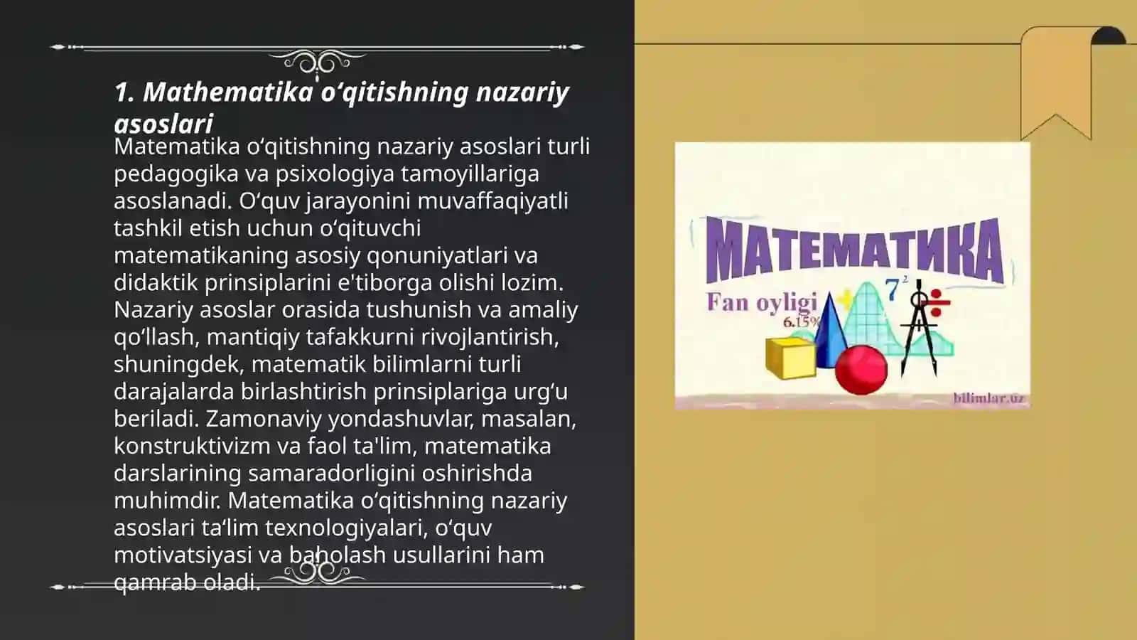 Mathematika oʻqitish maxsus metodikasi faninig umumiy masalalari 3