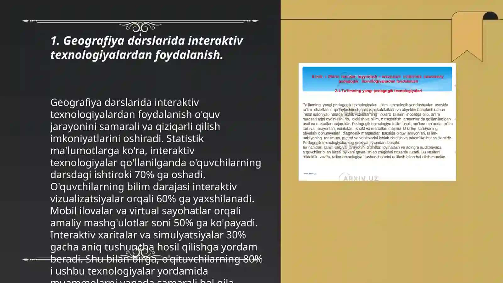 Geografiyani o'qitishda pedagogik va axborot texnalogiyalarini uyg'unlashtirish yo'llari 3