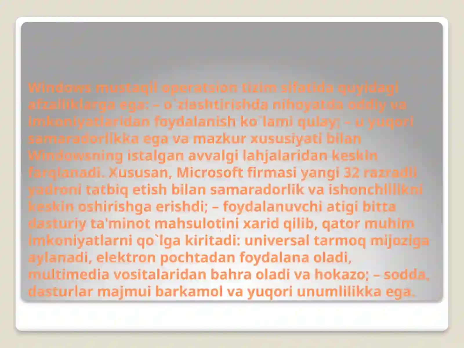 Windows operatsion tizimi tarixi va unda ishlash asoslari 3