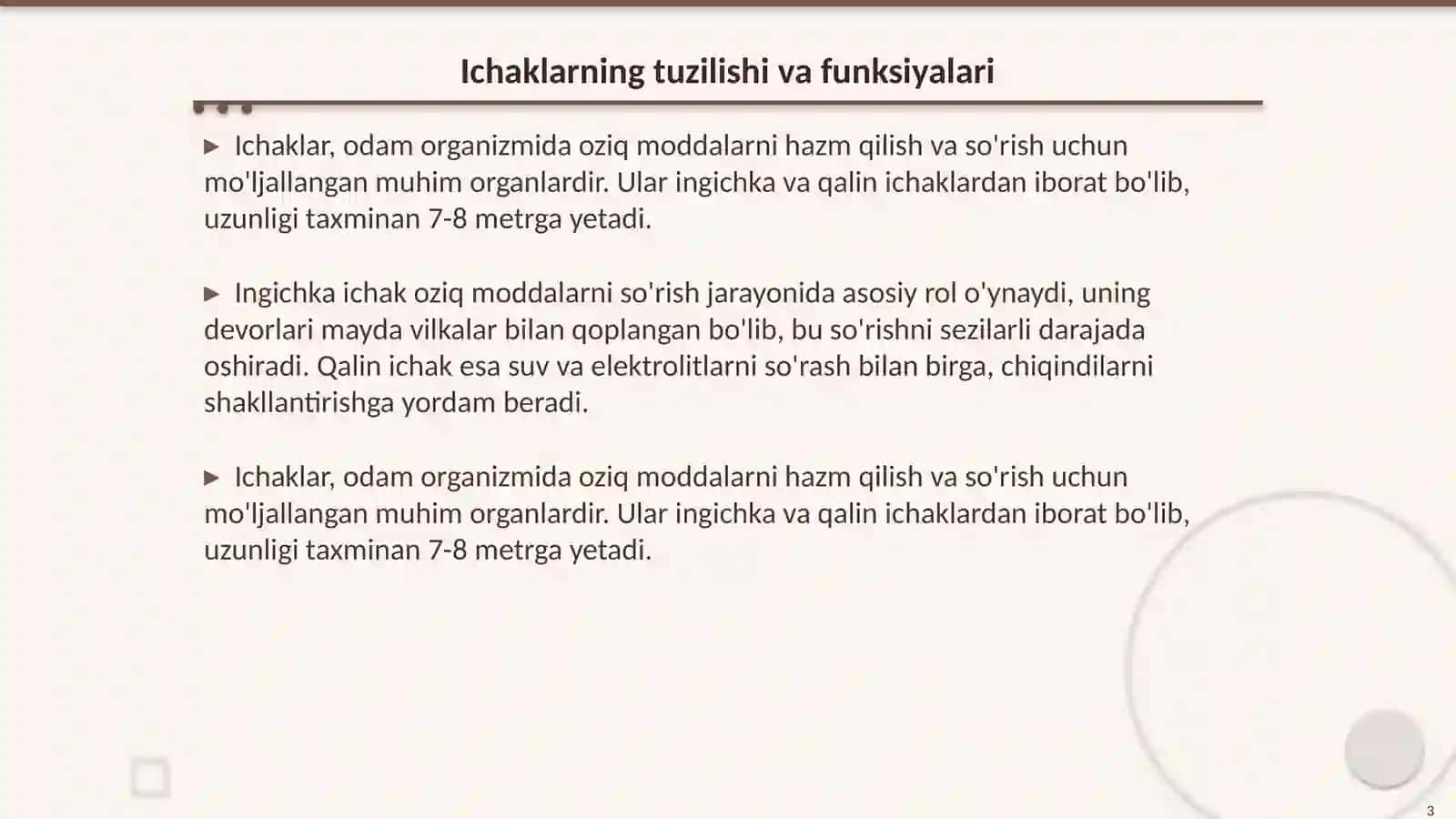 Ichaklarda hazmlanish. Jigar va meda osti bezi fiziologiyasi 3
