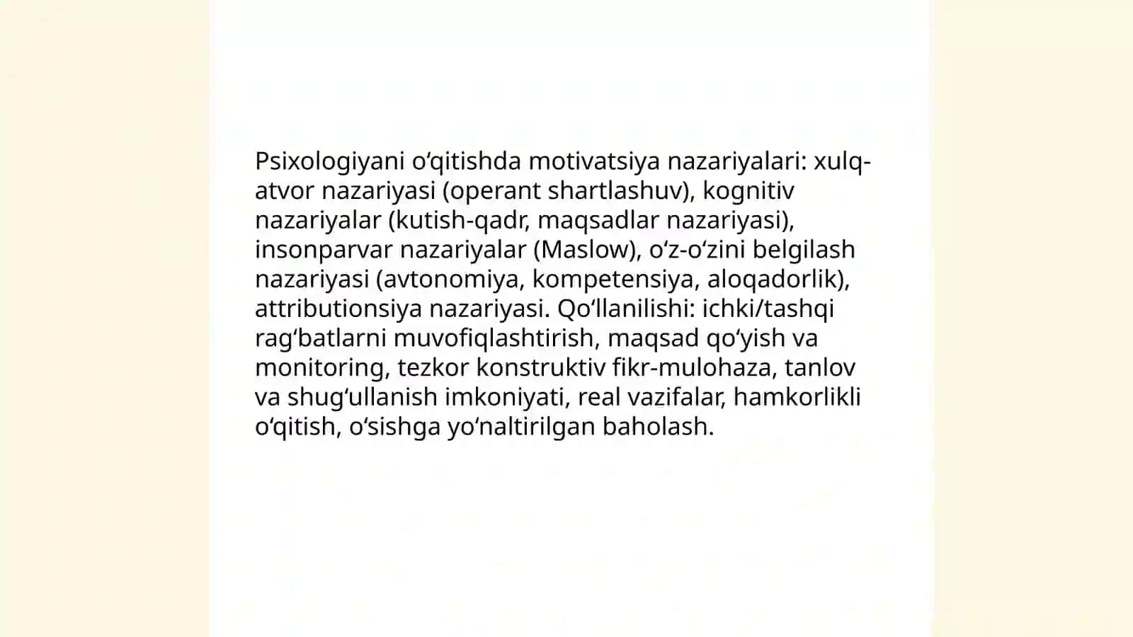 Psixologiya oʻqitishning psixologik jabhalari 3