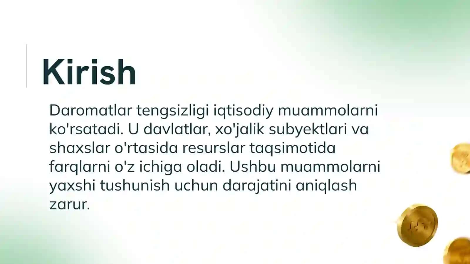 Daromatlar tengsizligi va uning darajasini aniqlash 3