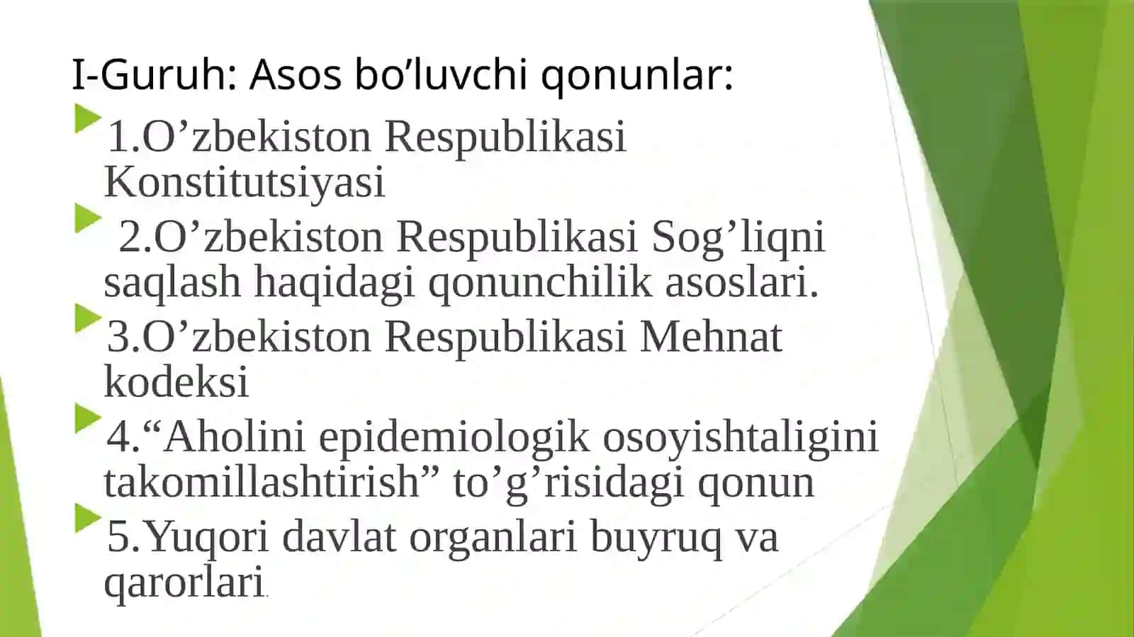 Ishlab chiqarish obyektlarida Davlat sanitariya nazorati 6-Amaliy mashg’ulot 3