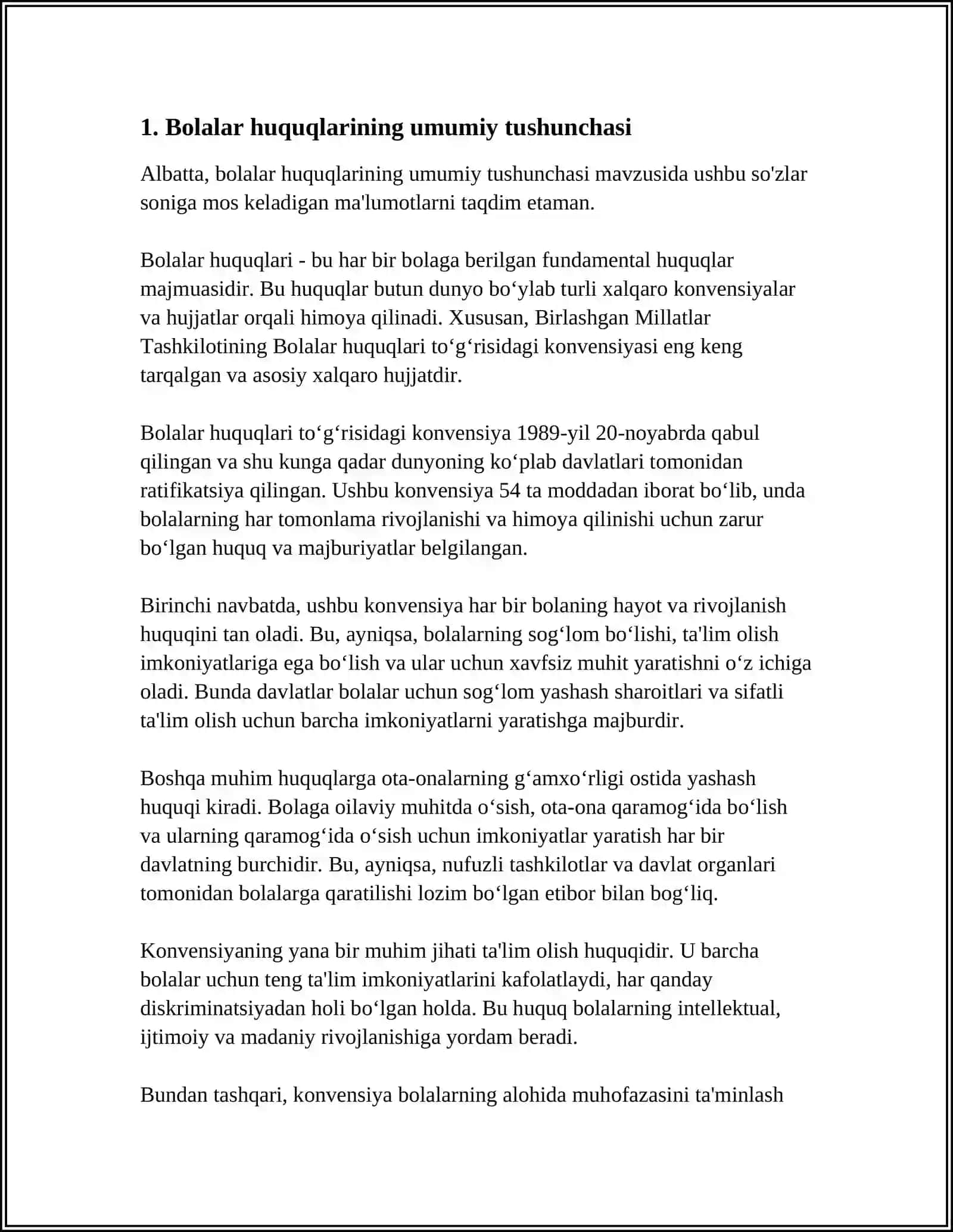 YUNESKO TASHKILOTINING BOLALAR HUQUQLARINI HIMOYA QILISH TO'G'RISIDAGI KONVENSIYA 3