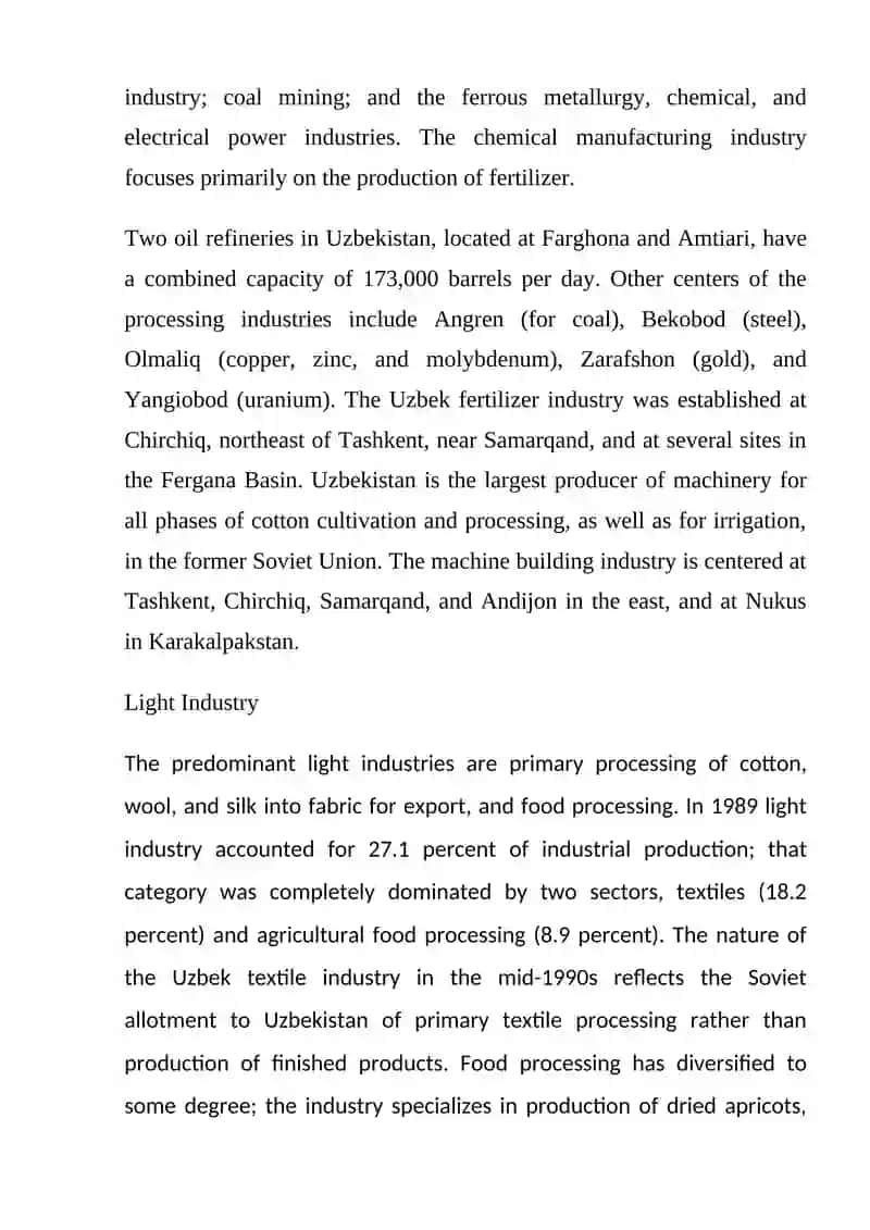 Industrial Centers of Uzbekistan 3