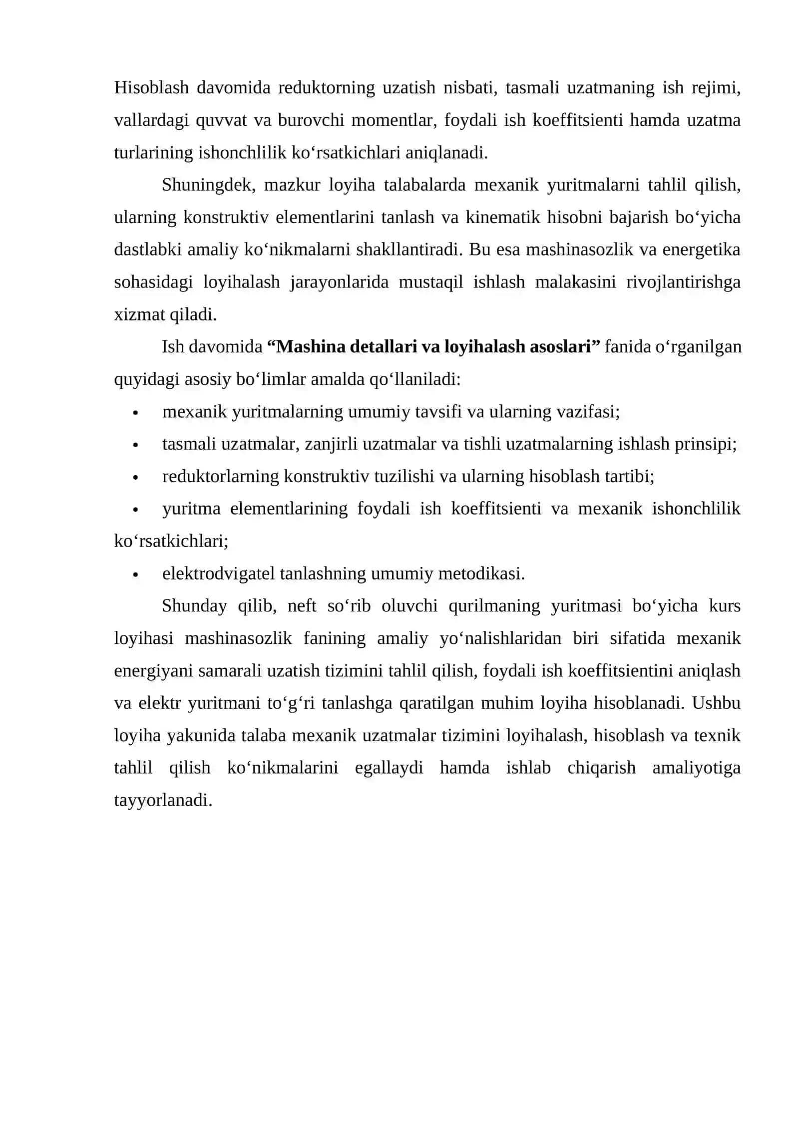 Neft so‘rib oluvchi qurilmaning yuritmasi va uning asosiy xarakteristikalari 3