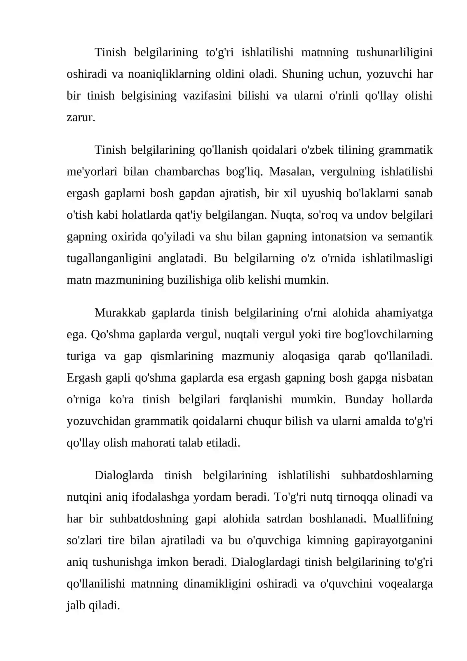 TINISH BELGILARI VA ULARNING TURLARI BO'YICHA 3