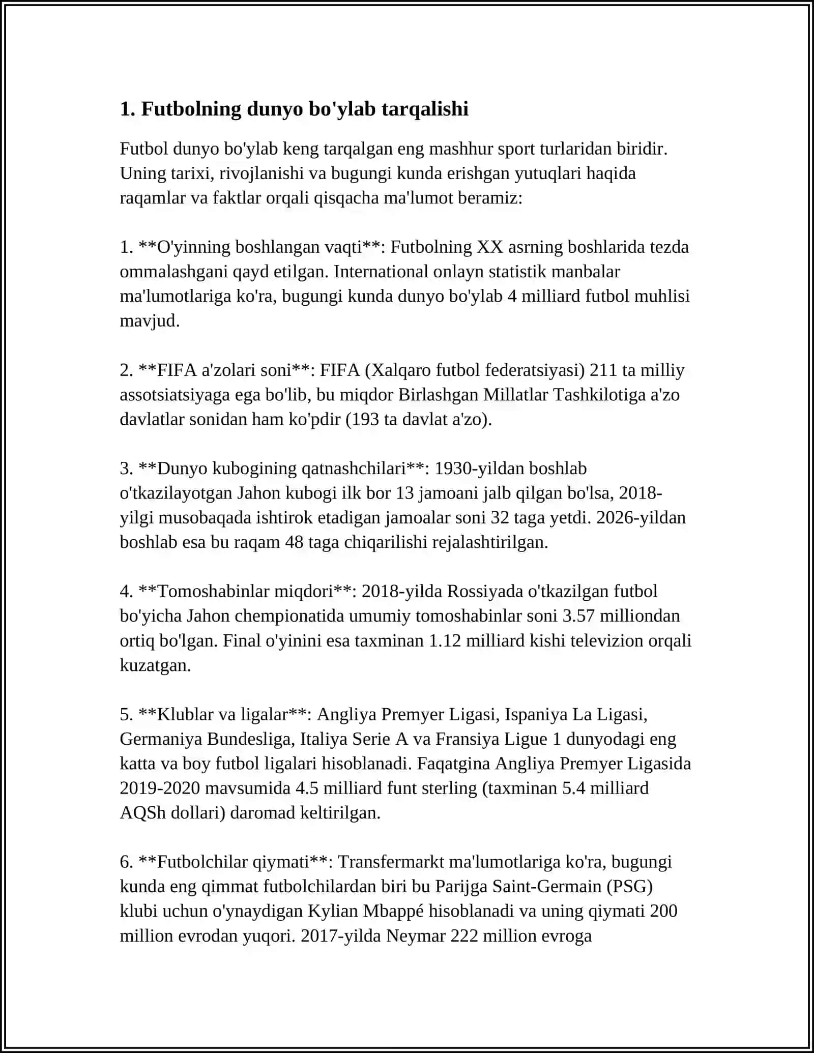 O'ZBEKISTONDA FUTBOL SPORTINING KIRIB KELISHI 3