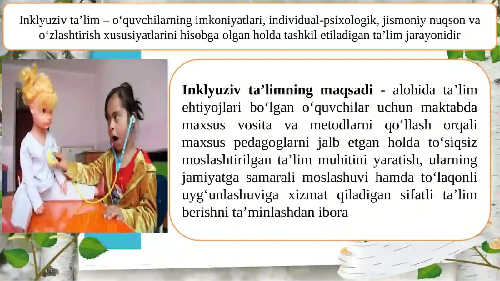 Inklyuziv ta'lim. Inklyuziv ta'lim sharoitida tyutorlik amaliyotini tashkil etish 3