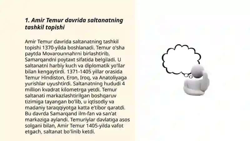 Amir Temur tuzgan saltanat va uning parchalanishi 3