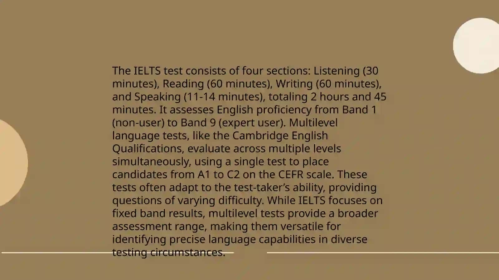 Differences and similarities between IELTS and Multilevel 3
