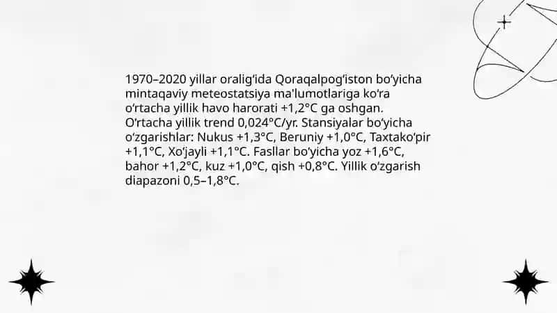 Qoraqalpog‘istonda atmosfera resurslarining ozgarishi mintaqaviy meteostaciya malumotlari 3