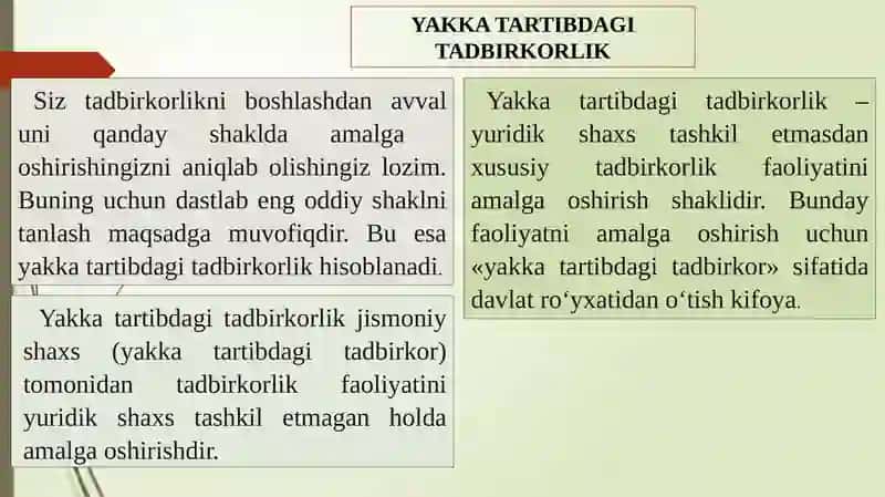 Yakka tartibdagi tadbirkorlik 3