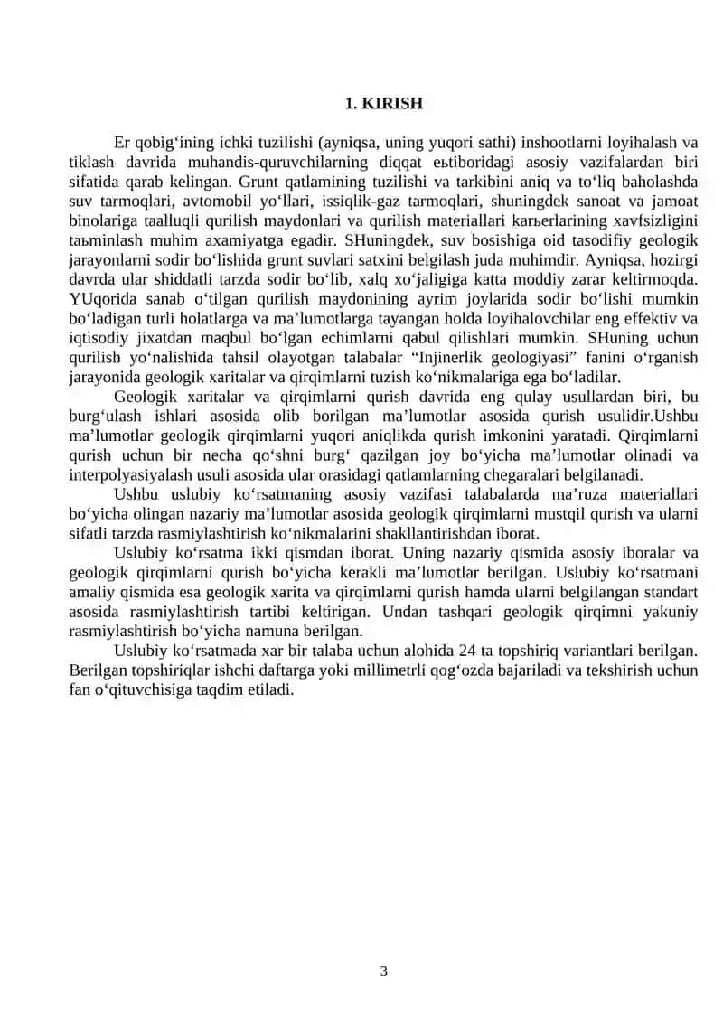 Muxandislik geologiyasi fani uslubiy ko‘rsatma 3