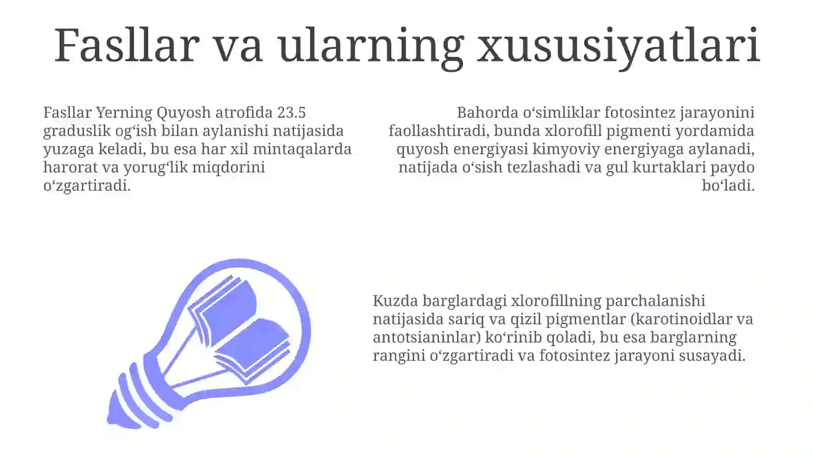 Fasllar va tabiatdagi o'zgarishlar 3