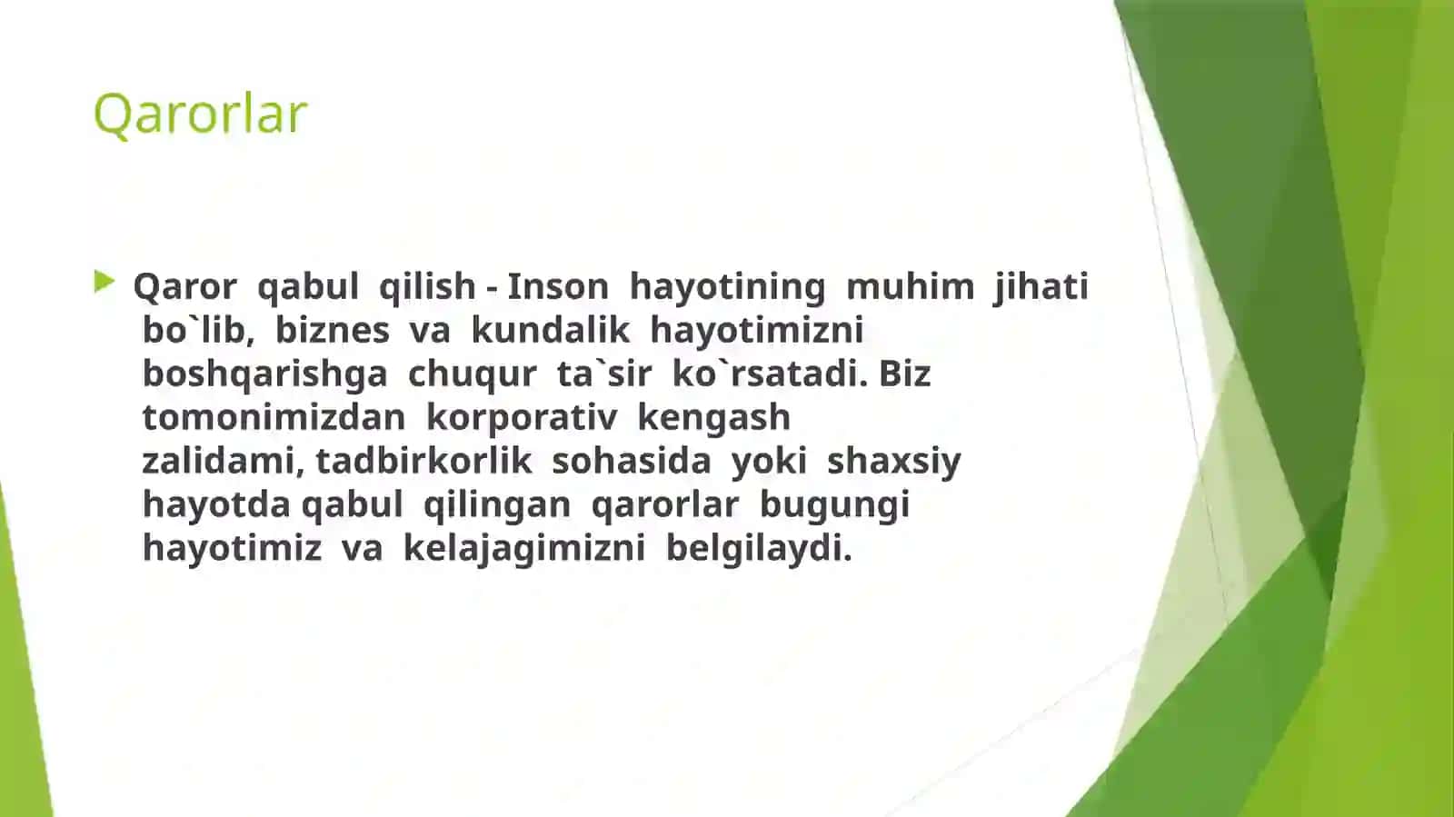 Maruza: Qarorlar, Guruhlarda qarorlar qabul qilish va Muammoniyechish 3