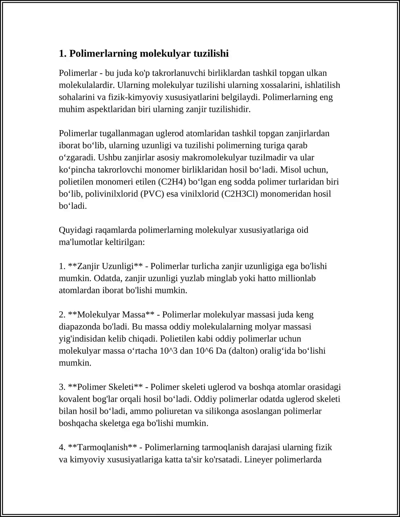 POLIMER MATERIALLARNING FIZIK VA KIMYOVIY XOSSALARI 3