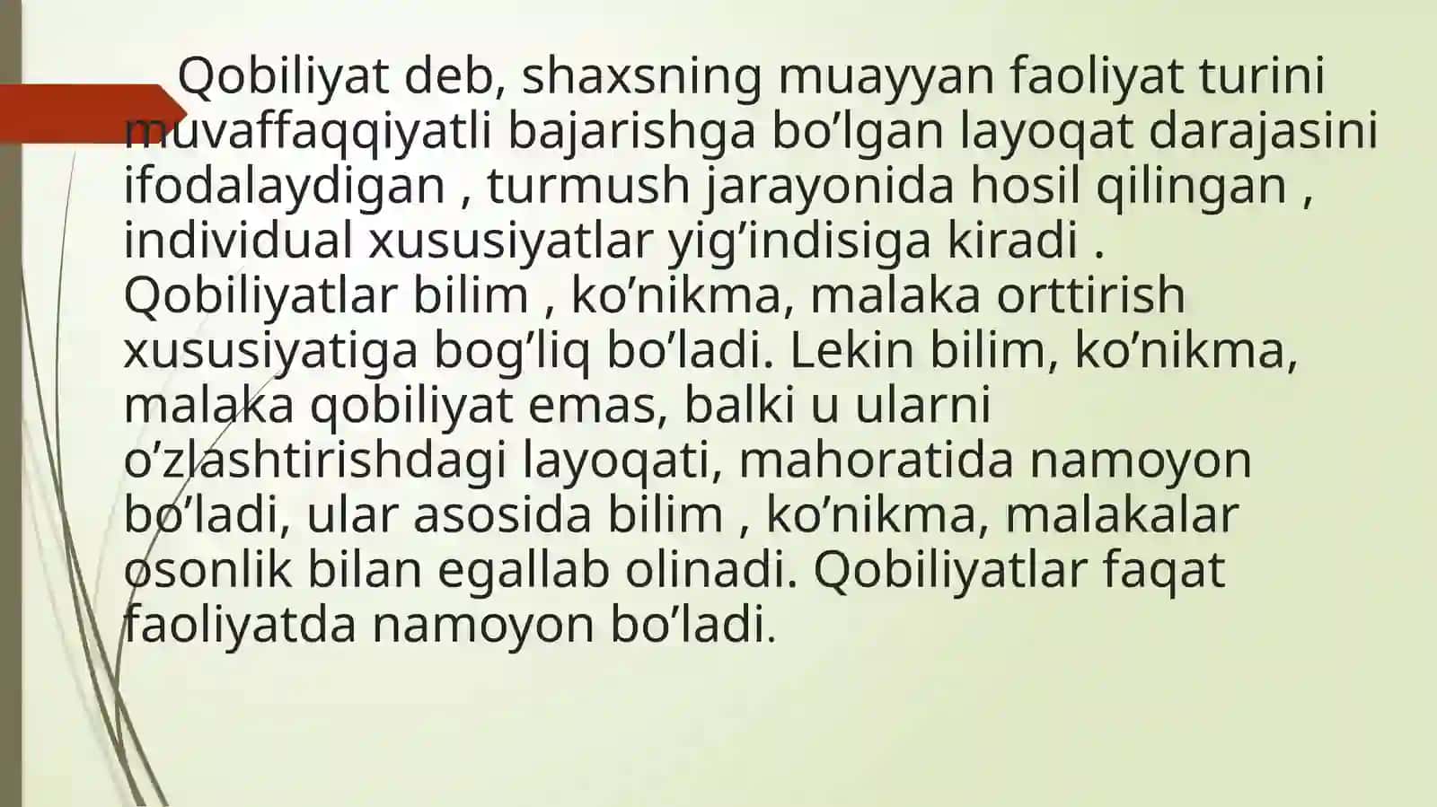 Qobiliyat tushunchasi. Umumiy va maxsus qobiliyatlar 3