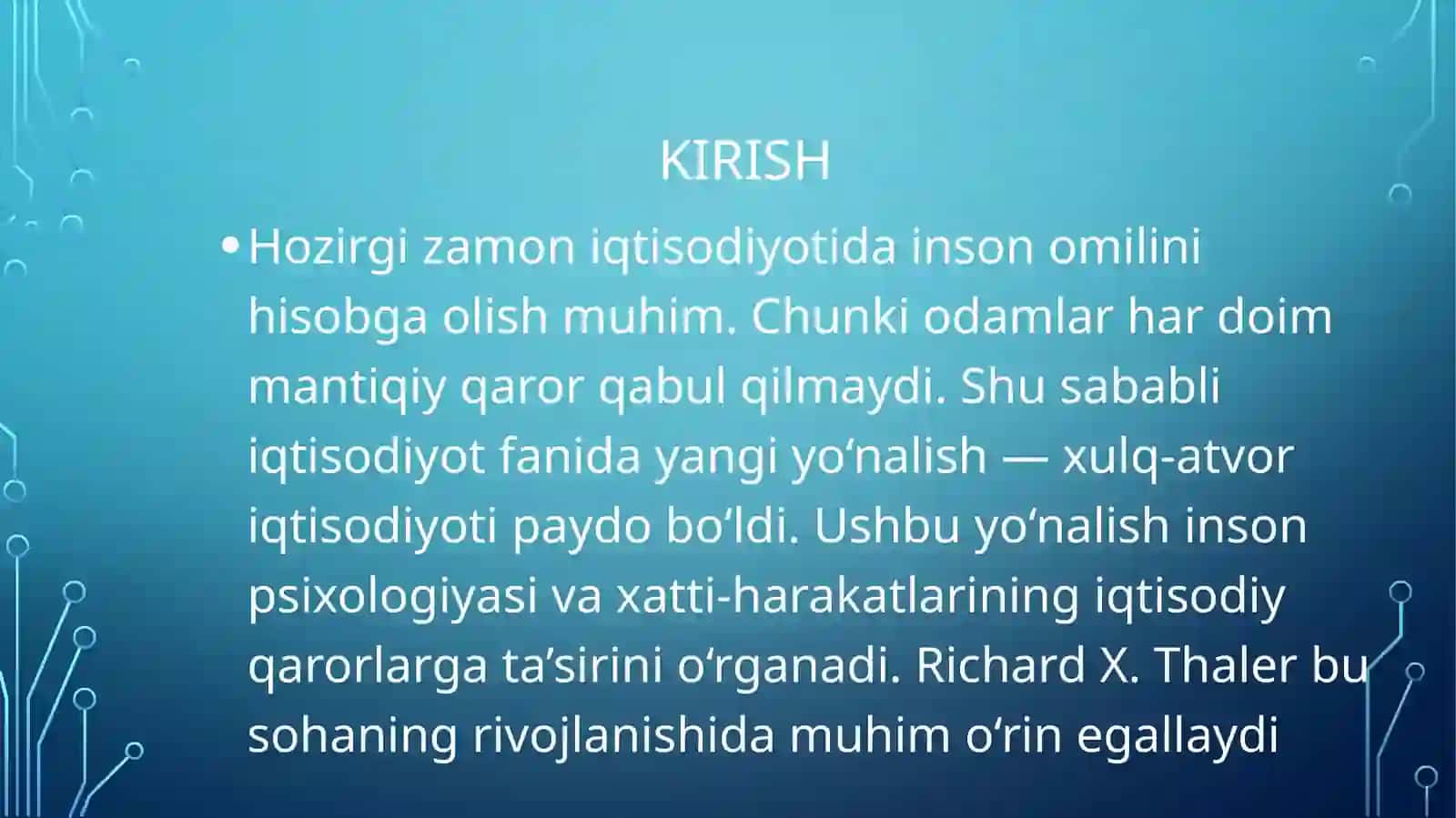 Richard X. Thaler“Xulq-atvor iqtisodiyotiga qo‘shgan hissasi uchun Nobel mukofoti laureati” 3