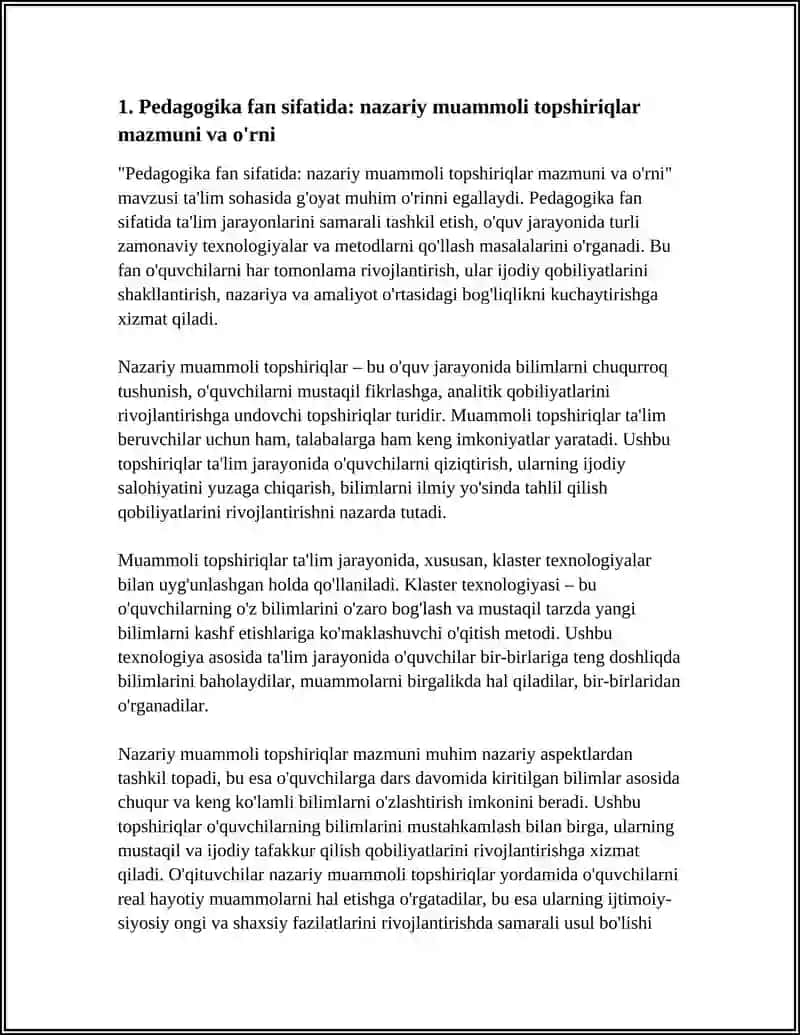 Pedagogika fan sifatida: nazariy muammoli topshiriqlar mazmuni va o'rni 3