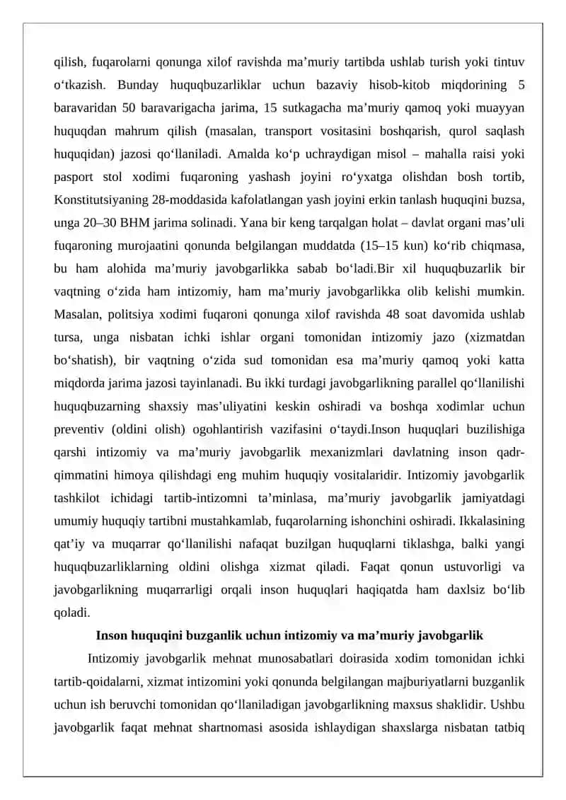 Inson huquqini buzganlik uchun intizomiy javobgarlikning mazmuni 3
