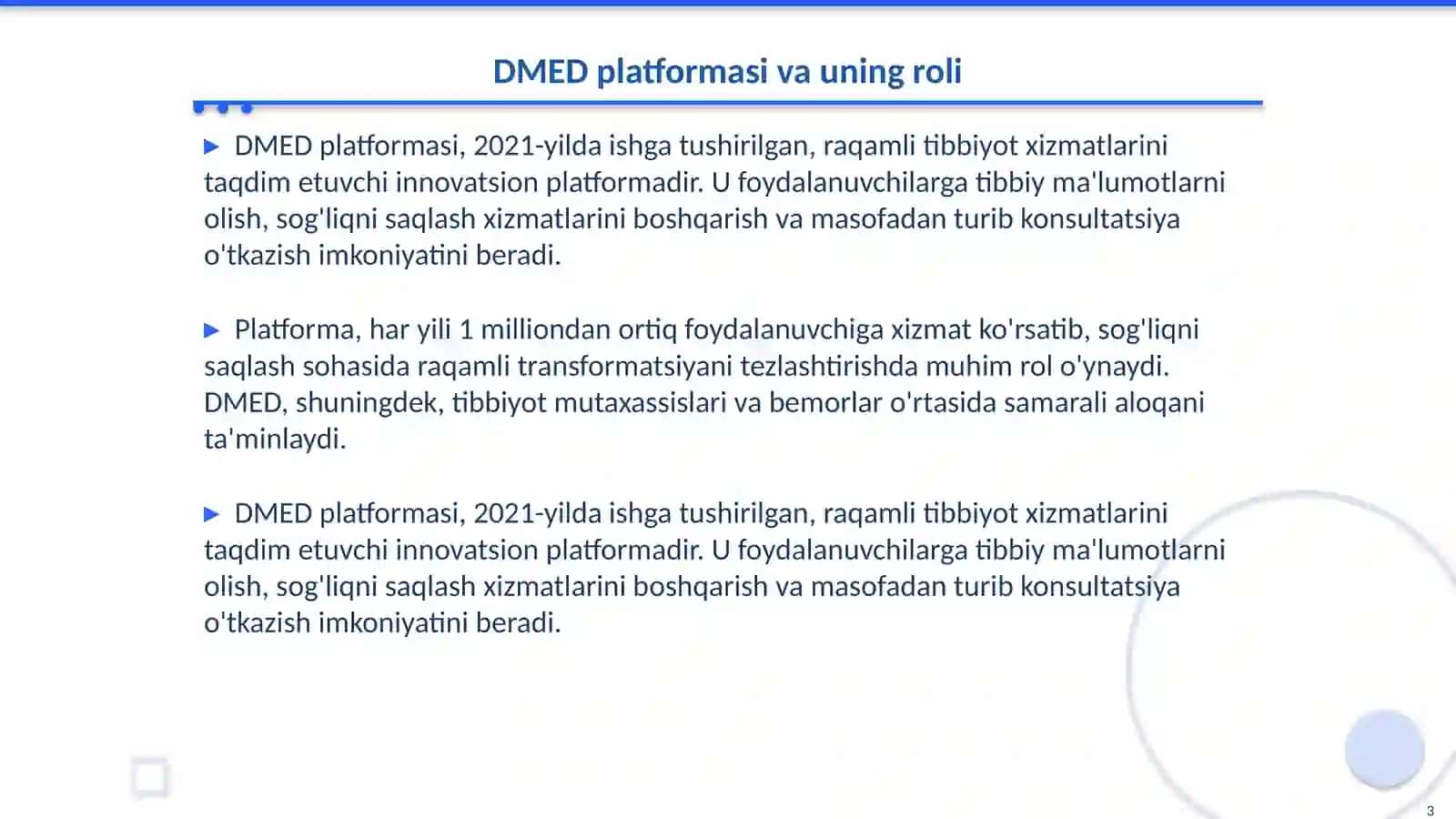 DMED platformasining mobil ilova sifatida texnik arxitekturasi 3