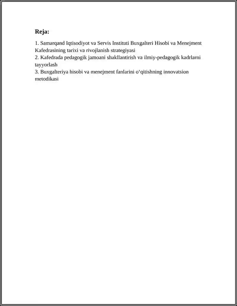 SAMARQAND IQTISODIYOT VA SERVIS INSTITUTI BUXGALTERI HISOBI VA MENEJMENT KAFEDRASI 3