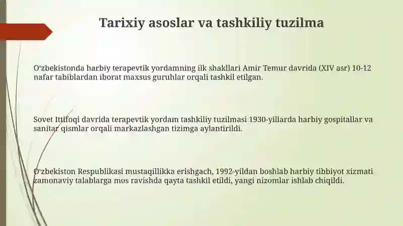 Armiyada terapevtik yordamni tashkil etish asoslari 3