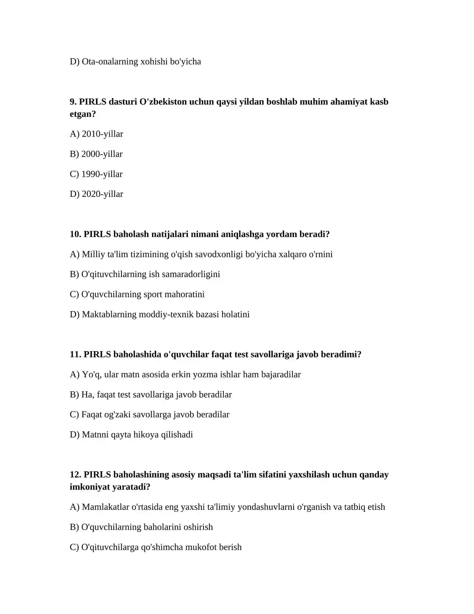 PIRLS xalqaro baholash dasturi tõğrisida 3