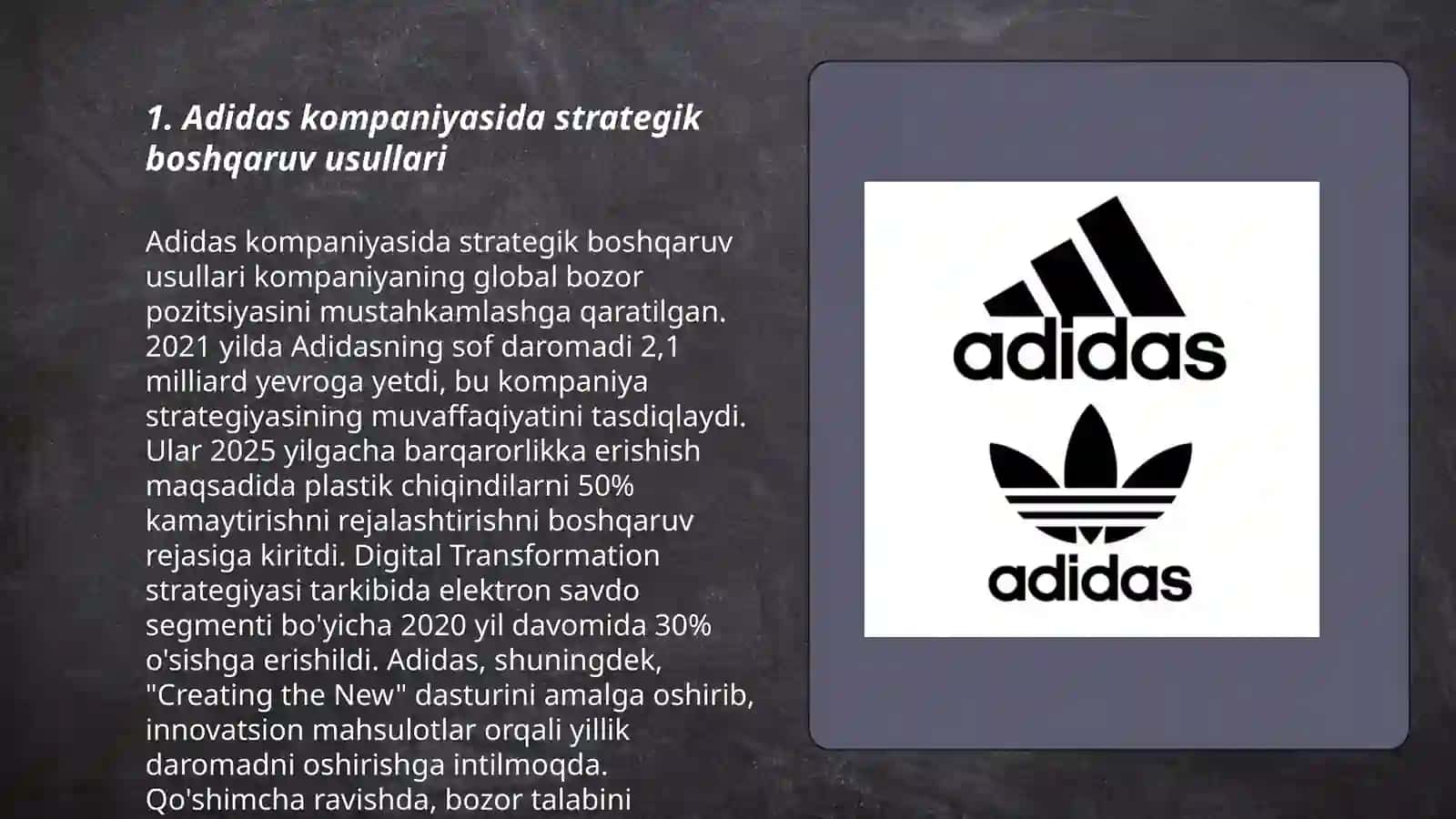 Adidas kompaniyasida zamonaviy boshqaruv usullari 3