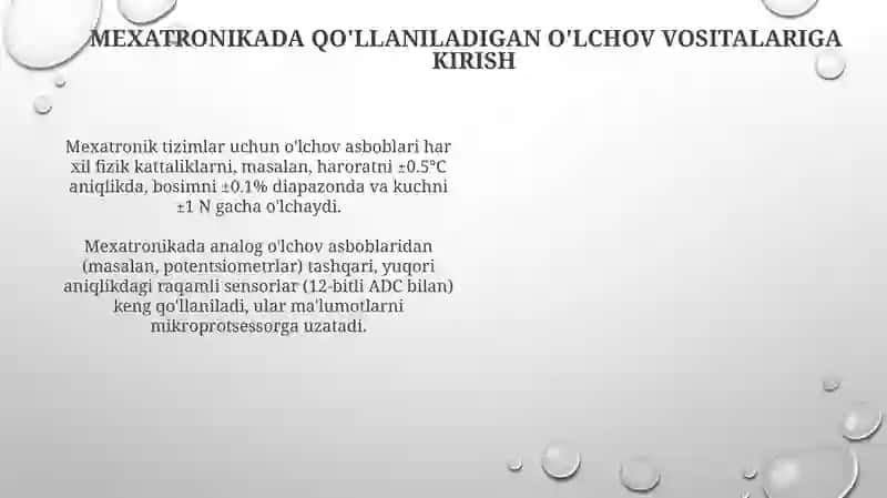 Mexatronikada Qo'llaniladigan O'lchov Vositalari 3